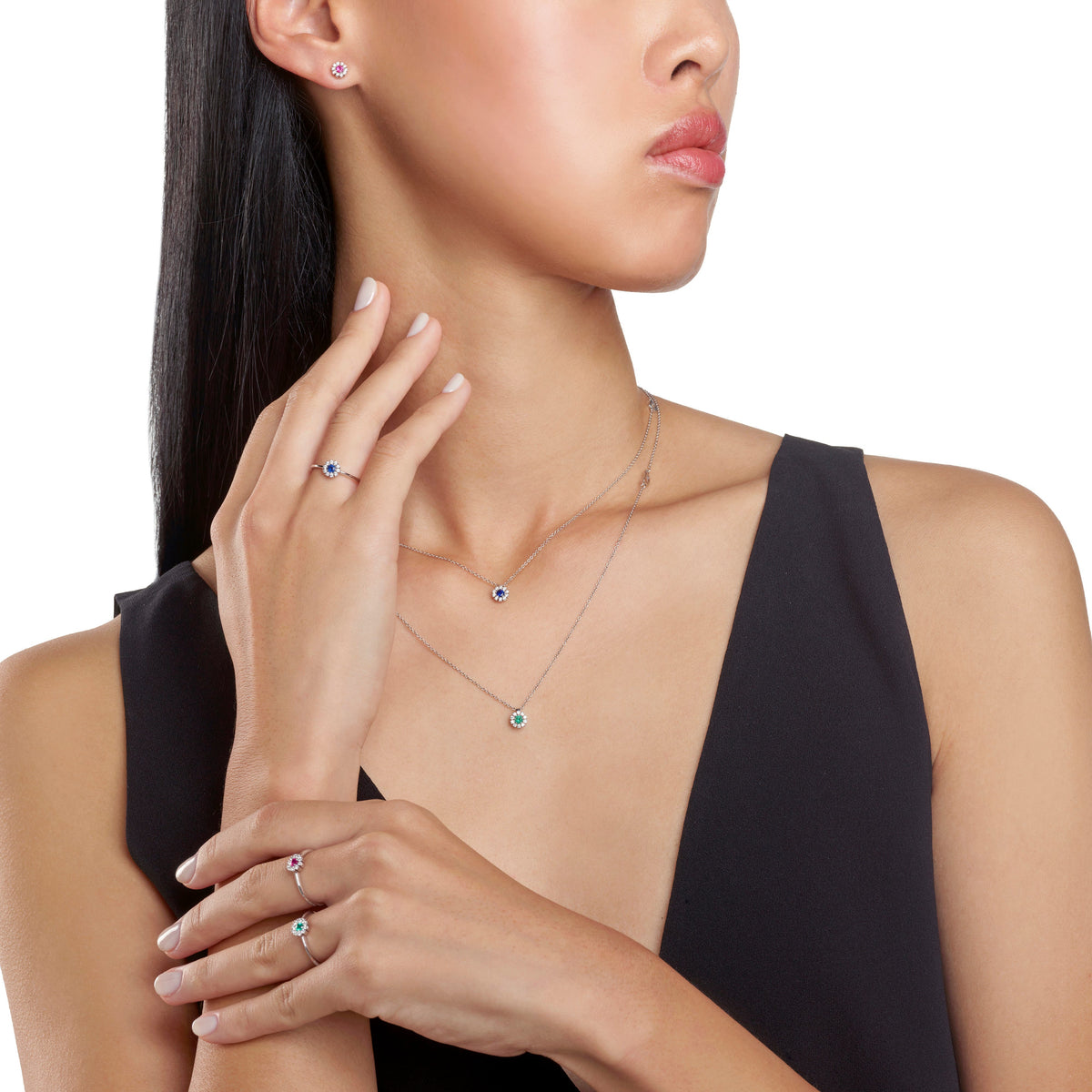 Damiani Margherita Necklace 20084145, White gold, diamonds and emerald necklace