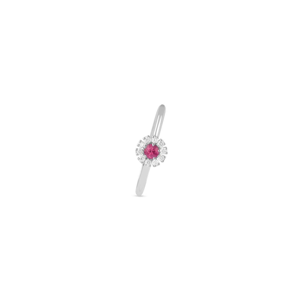 Damiani Margherita Ring 20084156, Ruby and Diamond Cluster Flower Ring in White Gold