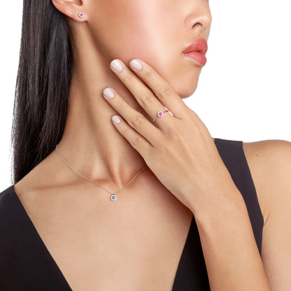 Damiani Margherita Ring 20084156, Ruby and Diamond Cluster Flower Ring in White Gold