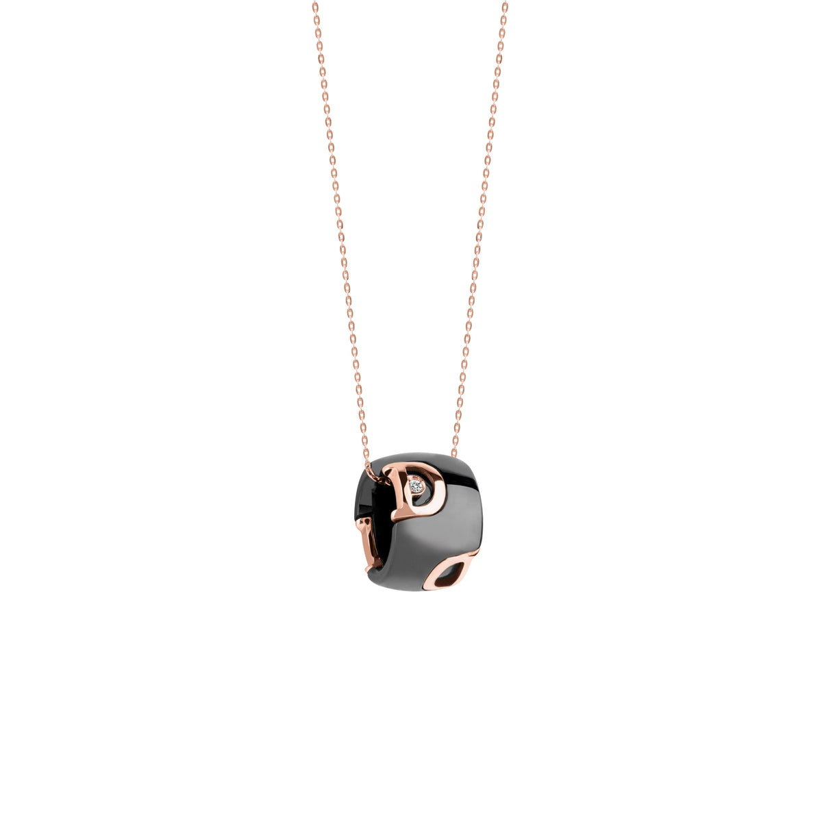 Damiani D.Icon Necklace 20085112, An 18k rose gold and ceramic necklace set with diamonds