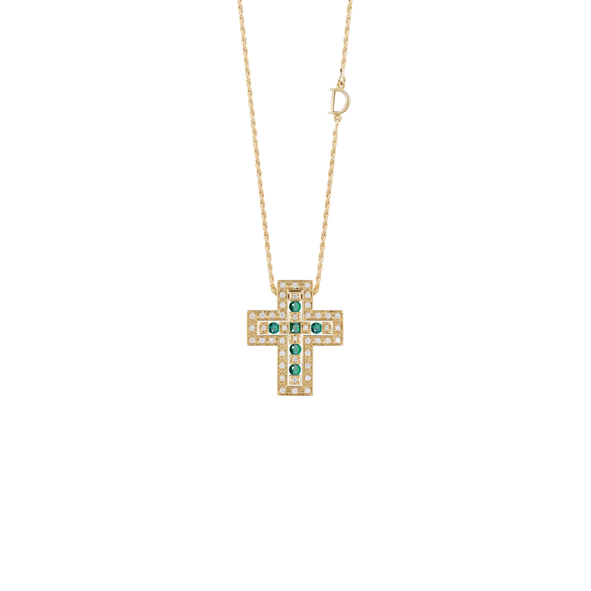 Damiani Belle Epoque Necklace 20089194, An 18k yellow gold necklace set with diamonds and emeralds