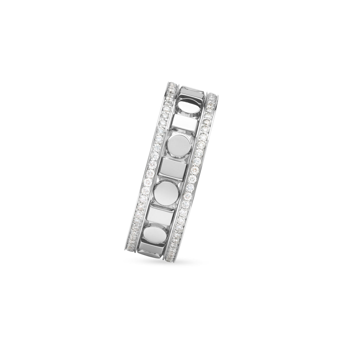 Damiani Belle Epoque Reel Ring 20093135, White-Gold Band Ring with Diamond Borders, 5.7 mm