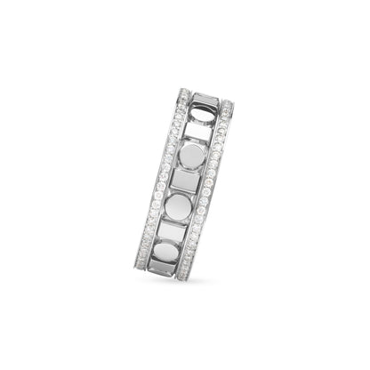 Damiani Belle Epoque Reel Ring 20093135, White-Gold Band Ring with Diamond Borders, 5.7 mm
