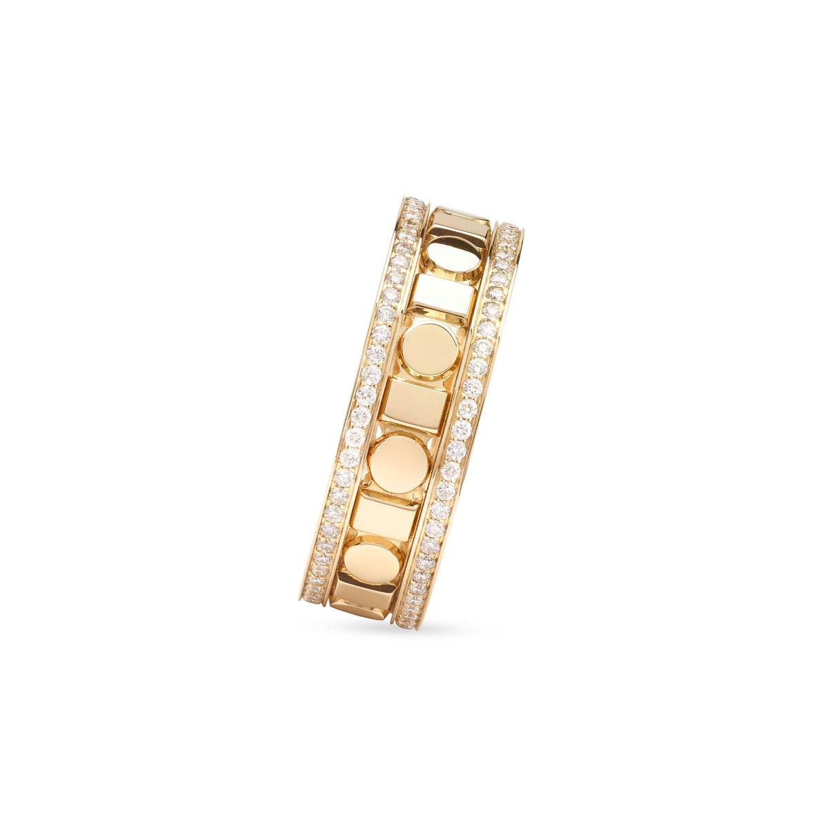 Damiani Belle Epoque Reel Ring 20093137, Yellow-Gold Band Ring with Diamond Borders, 5.7 mm
