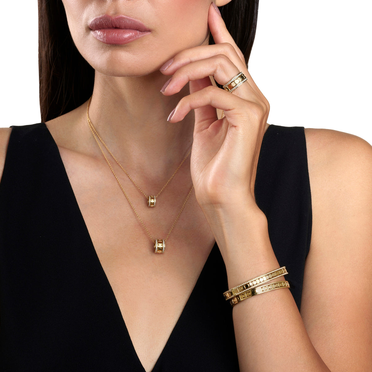 Damiani Belle Epoque Reel Ring 20093137, Yellow-Gold Band Ring with Diamond Borders, 5.7 mm
