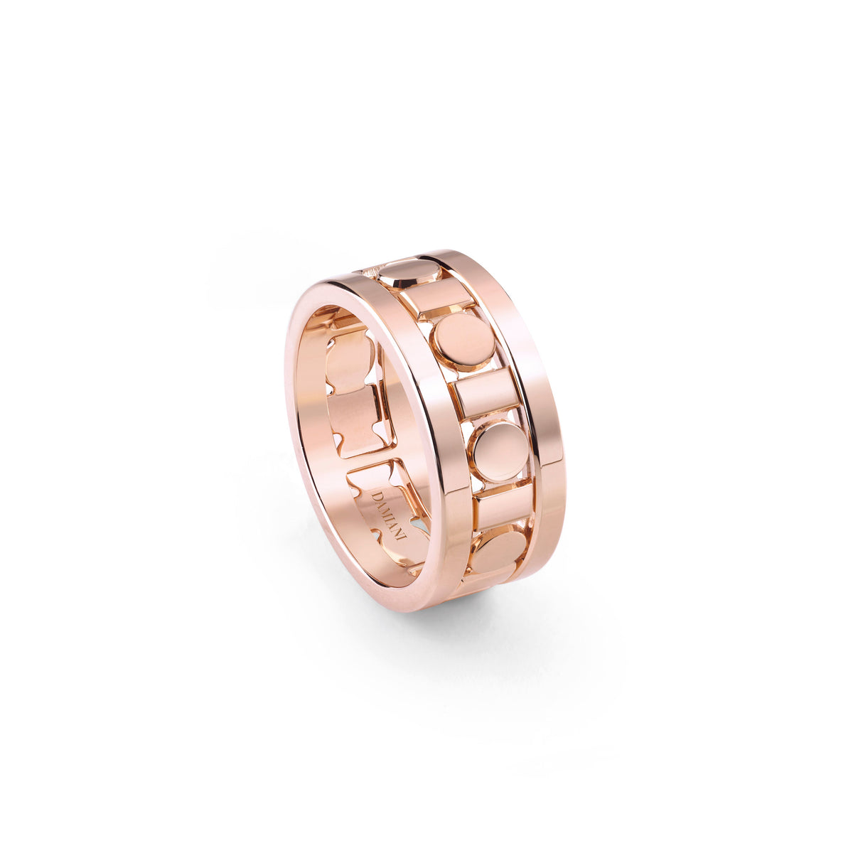 Damiani Belle Epoque Reel Ring 20093142, Wide Pink-Gold Band Ring, 8.3 mm
