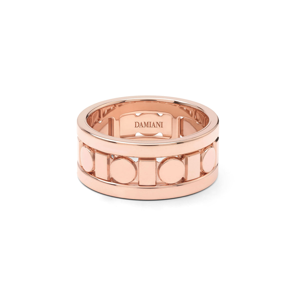 Damiani Belle Epoque Reel Ring 20093142, Wide Pink-Gold Band Ring, 8.3 mm