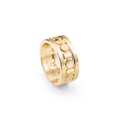 Damiani Belle Epoque Reel Ring 20093143, Wide Yellow-Gold Band Ring, 8.3 mm