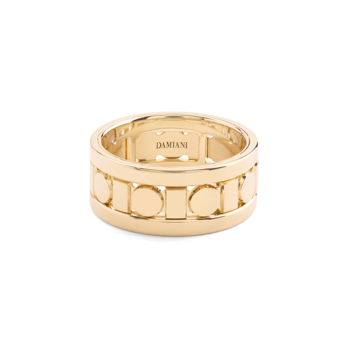 Damiani Belle Epoque Reel Ring 20093143, Wide Yellow-Gold Band Ring, 8.3 mm