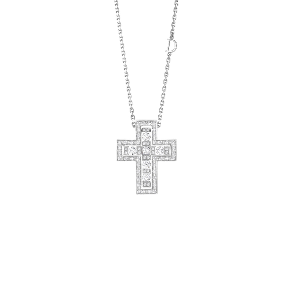 Damiani Belle Epoque Cross 20104489, An 18k white gold cross pendant set with diamonds