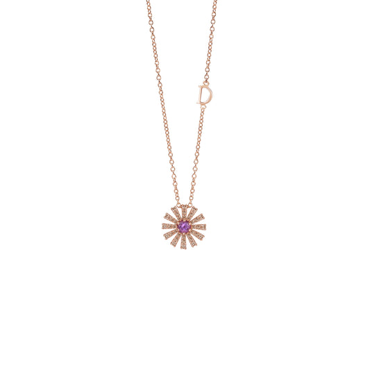 Damiani Margherita Necklace 20106390, An 18k rose gold necklace set with brown diamonds and amethyst