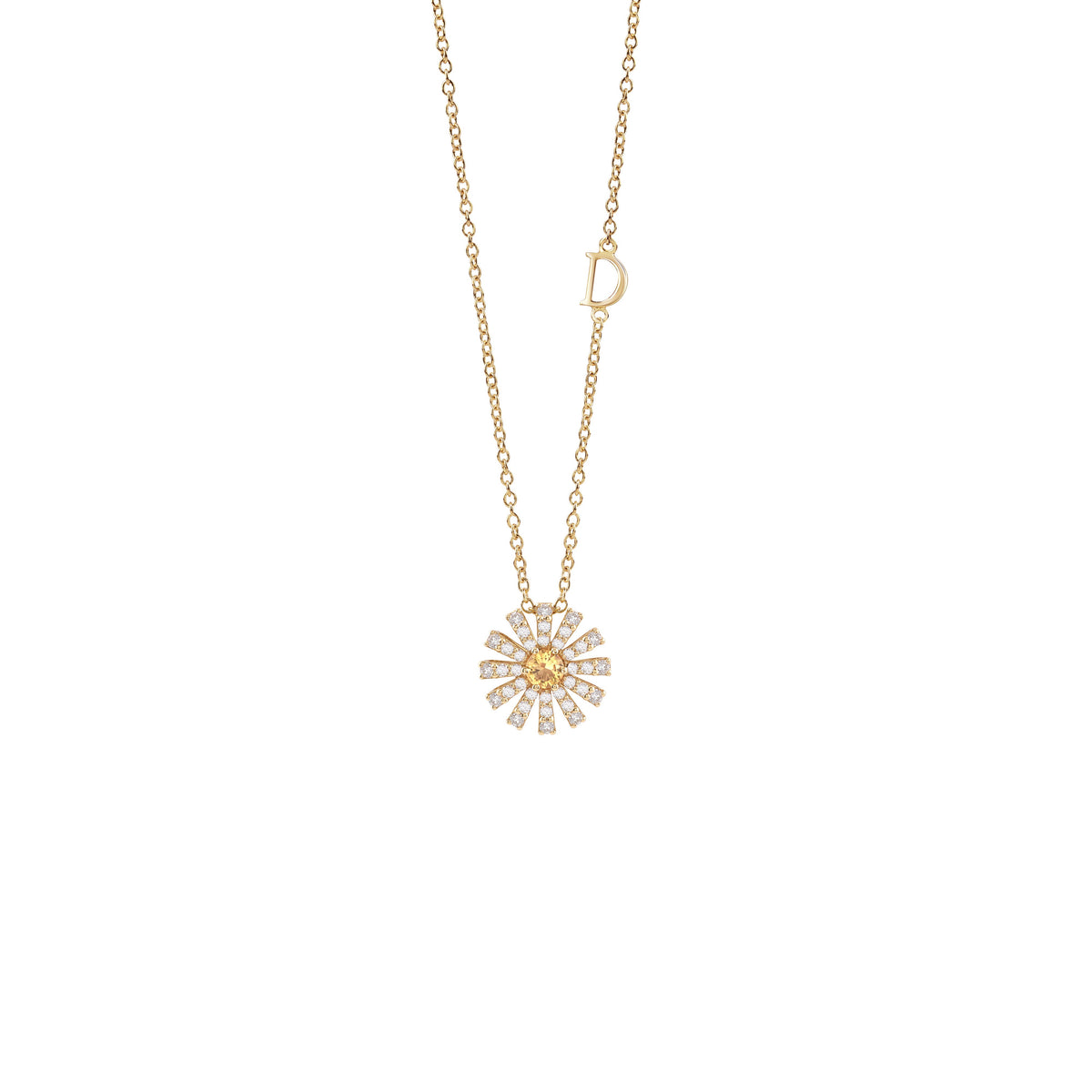 Damiani Margherita Necklace 20106391, An 18k yellow gold necklace set with diamonds and citrine quartz