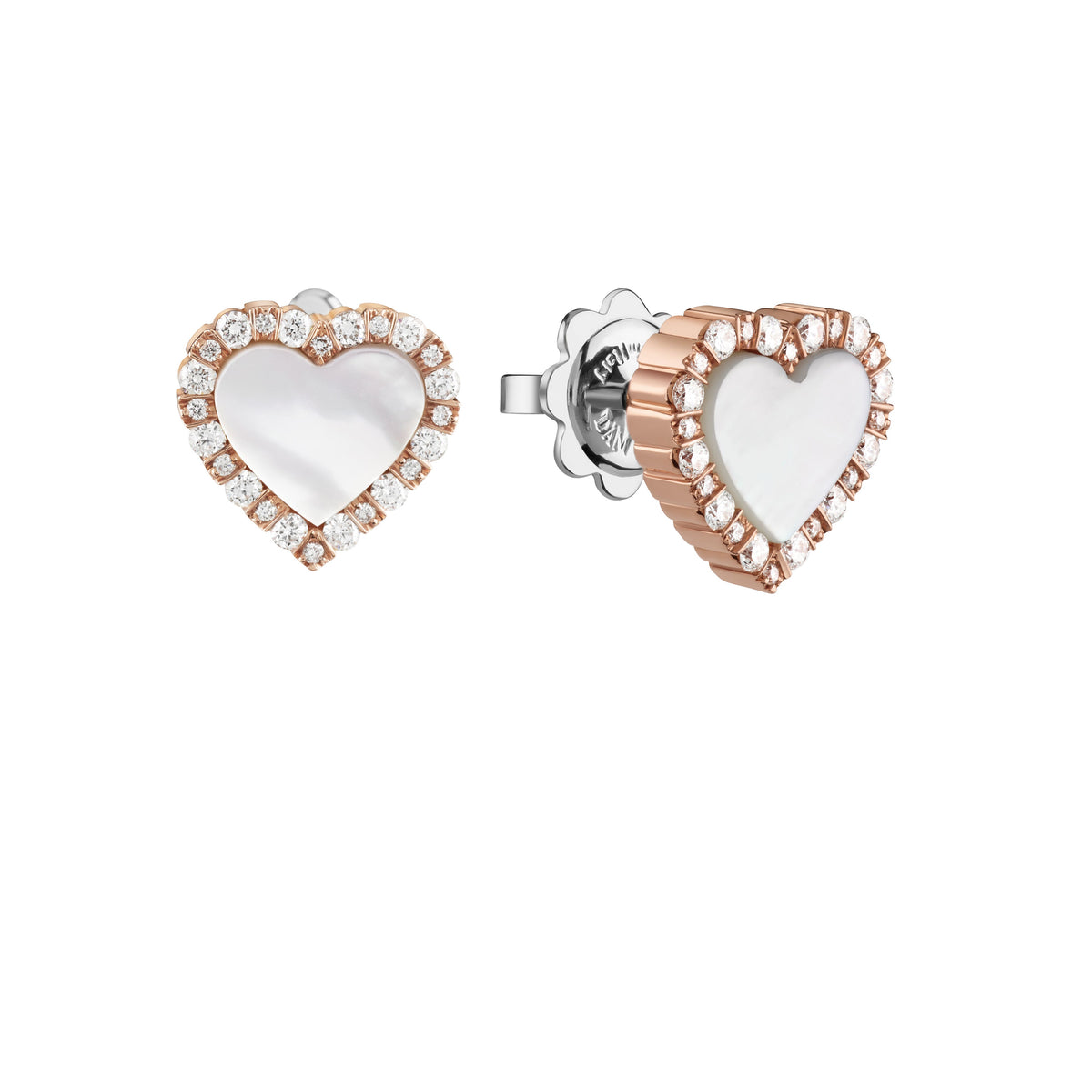 Damiani Belle Epoque Earrings 20109047, A pair of 18k rose and white gold earrings set with diamonds and pearls