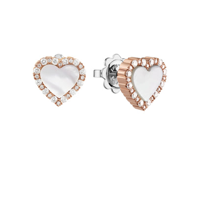 Damiani Belle Epoque Earrings 20109047, A pair of 18k rose and white gold earrings set with diamonds and pearls
