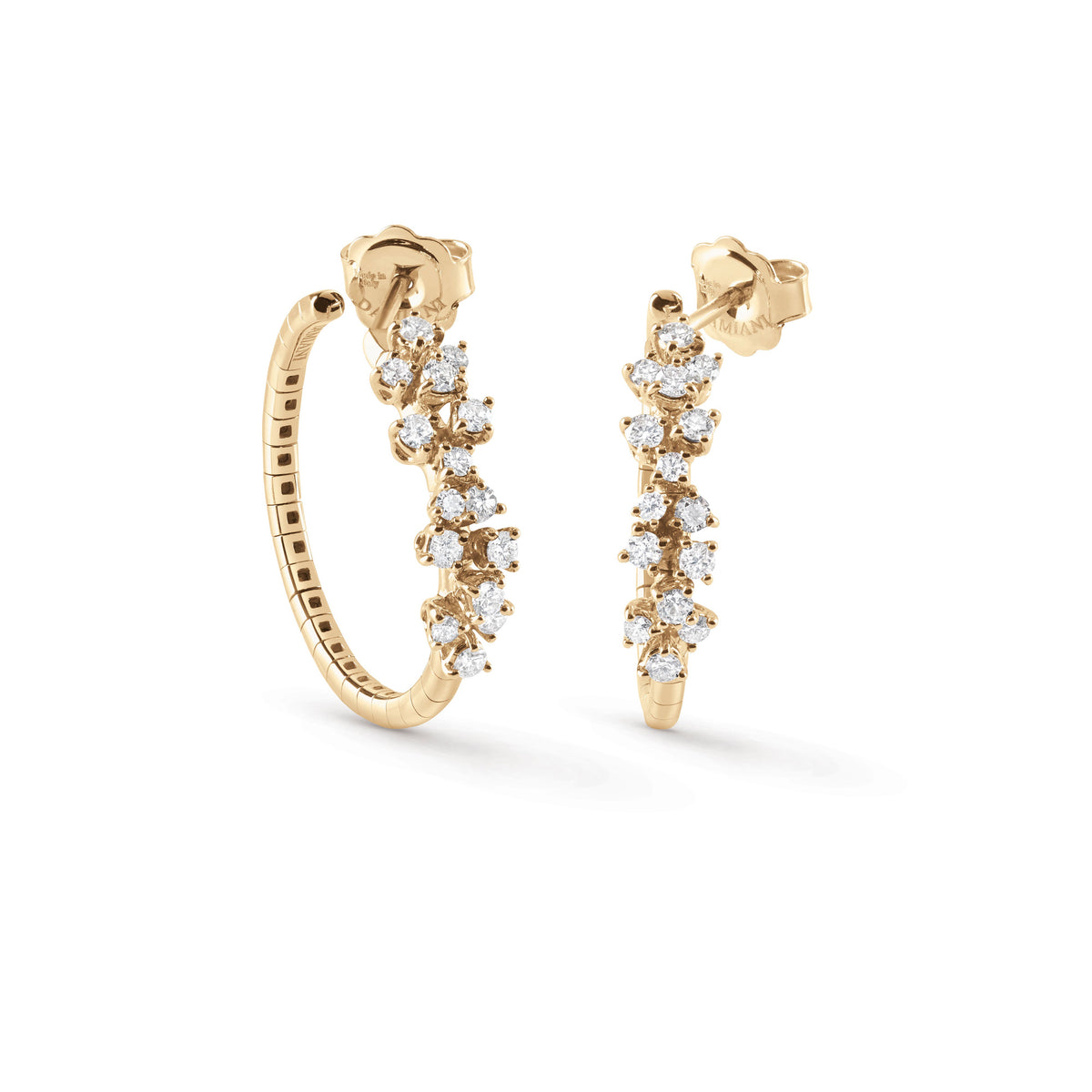 Damiani Mimosa Earrings 20110810, A pair of 18k yellow gold earrings set with diamonds