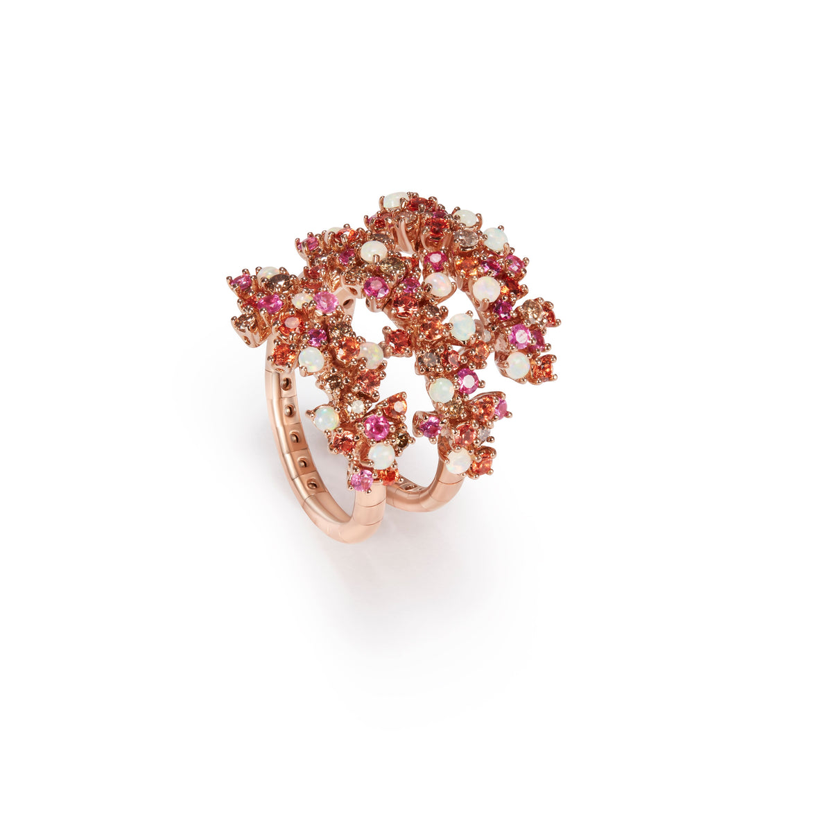 Damiani Ring 20111737, An 18k rose gold ring set with brown diamonds and sapphires