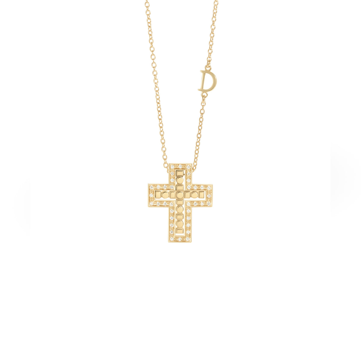 Damiani Belle Epoque Necklace 20111857, Yellow gold and diamonds necklace, 16x20 mm
