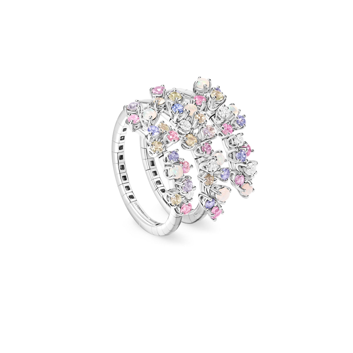 Damiani Ring 20113548, An 18k white gold ring set with diamonds and sapphires
