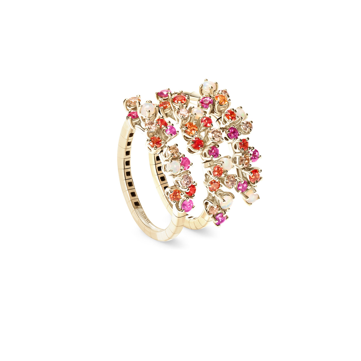 Damiani Ring 20114787, An 18k yellow gold ring set with brown diamonds and sapphires