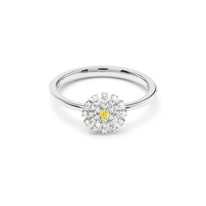 Damiani Ring 20114970, An 18k white gold ring set with diamonds and a yellow sapphire