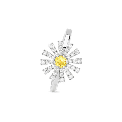 Damiani Ring 20114971, An 18k white gold ring set with diamonds and a yellow sapphire