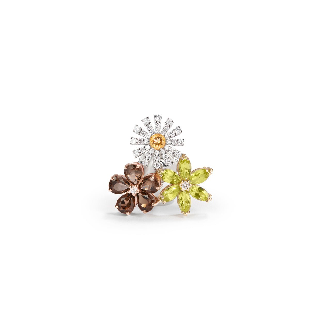Damiani Necklace 20115299, An 18k rose and white gold necklace set with diamonds, peridots, citrine quartz and smoky quartz