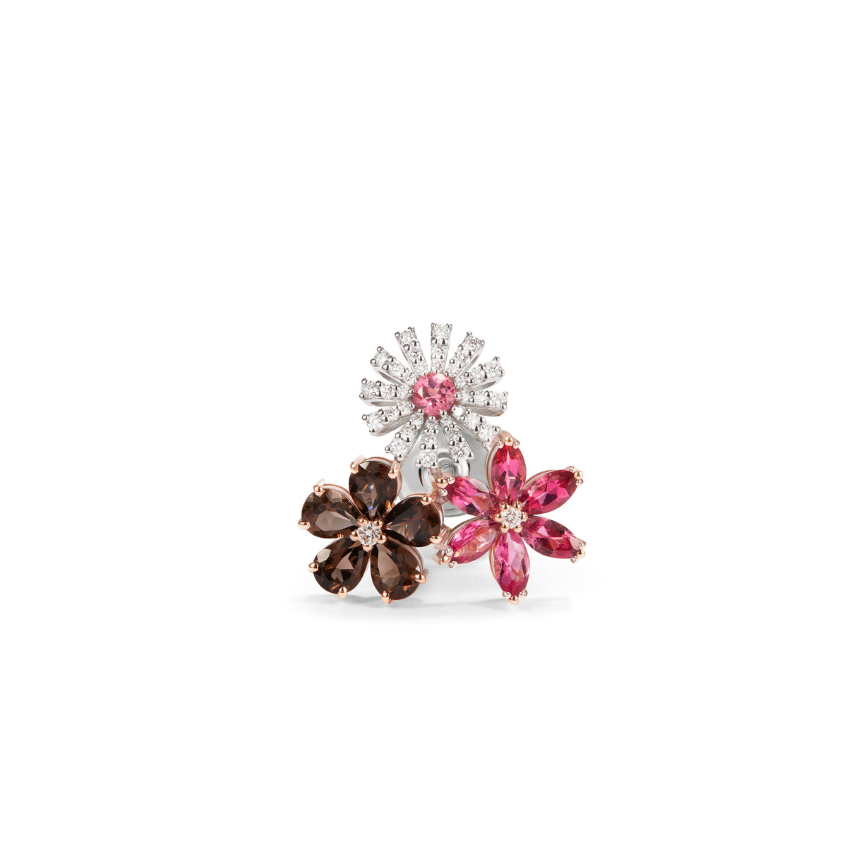 Damiani Necklace 20115487, An 18k rose and white gold necklace set with diamonds, pink tourmalines and smoky quartz