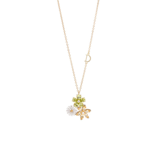 Damiani Necklace 20115876, White and yellow gold necklace with citrine quartz, peridots and diamonds, 8 mm