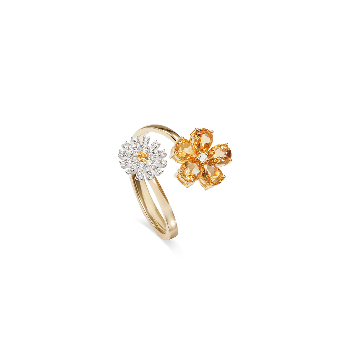 Damiani Ring 20115892, White and yellow gold ring with citrine quartz and diamonds