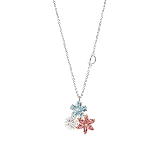 Damiani Necklace 20115900, White and pink gold necklace with pink tourmalines, aquamarine and diamonds, 8 mm