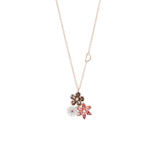 Damiani Necklace 20115901, White and pink gold necklace with pink tourmalines, smoky quartz and diamonds, 8 mm