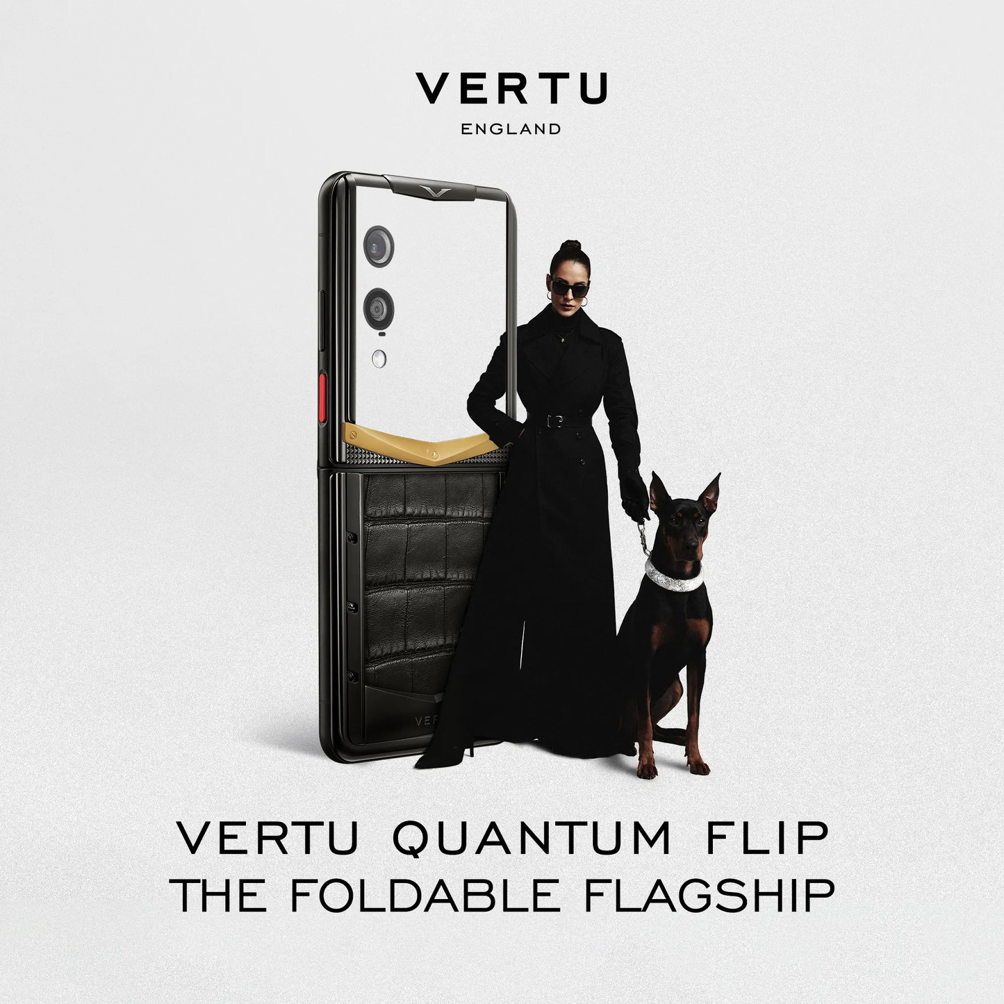 VERTU QUANTUM FLIP PHONE AUSPICIOUS PHOENIX CARBON TEXTURE, front and back with carbon fiber case