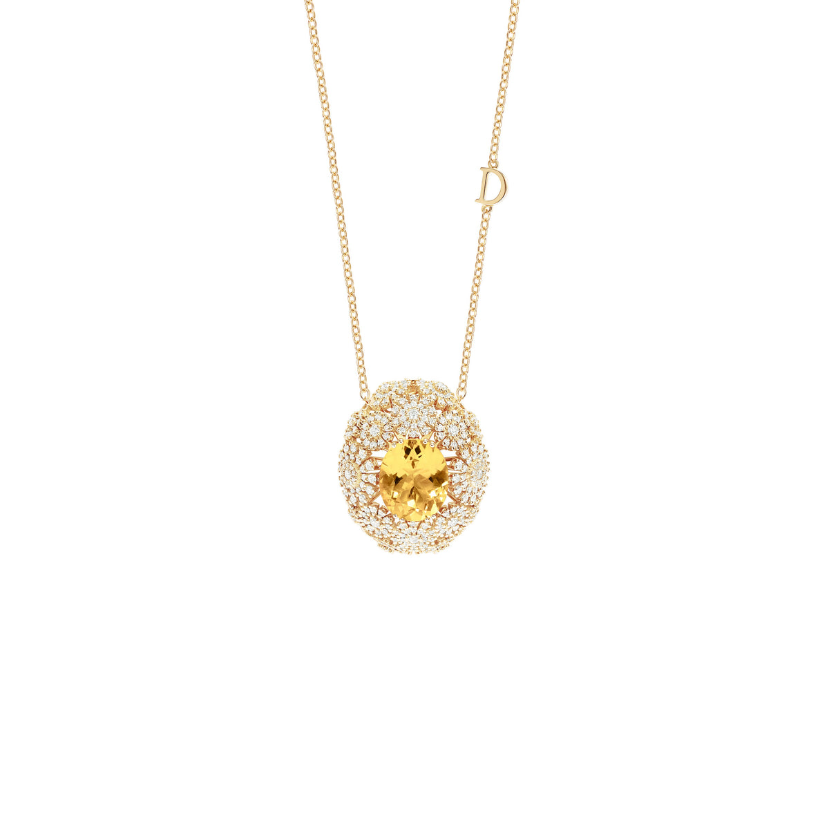 Damiani Margherita Necklace 81108726, An 18k yellow gold necklace set with diamonds and citrine quartz