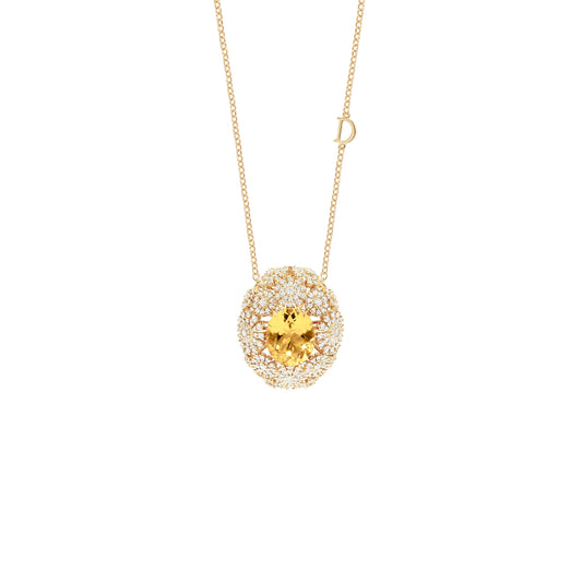 Damiani Margherita Necklace 81108726, An 18k yellow gold necklace set with diamonds and citrine quartz