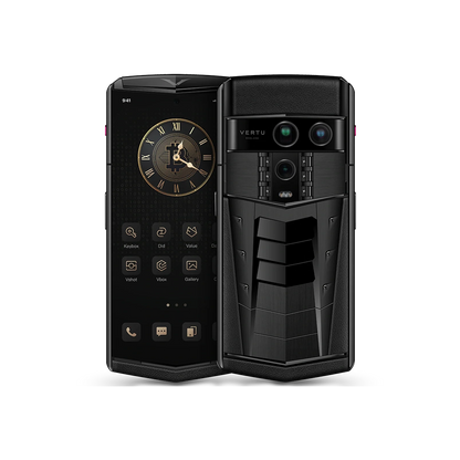 VERTU AGENT Q PHONE GT (LIMITED EDITION) SPACE SILVER CALFSKIN, seen from above, calf leather
