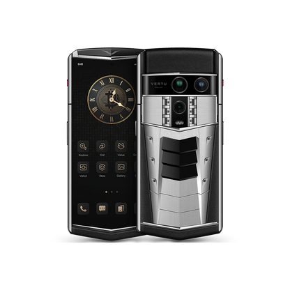VERTU AGENT Q PHONE GT (LIMITED EDITION) SPACE SILVER CALFSKIN, seen from above, calf leather