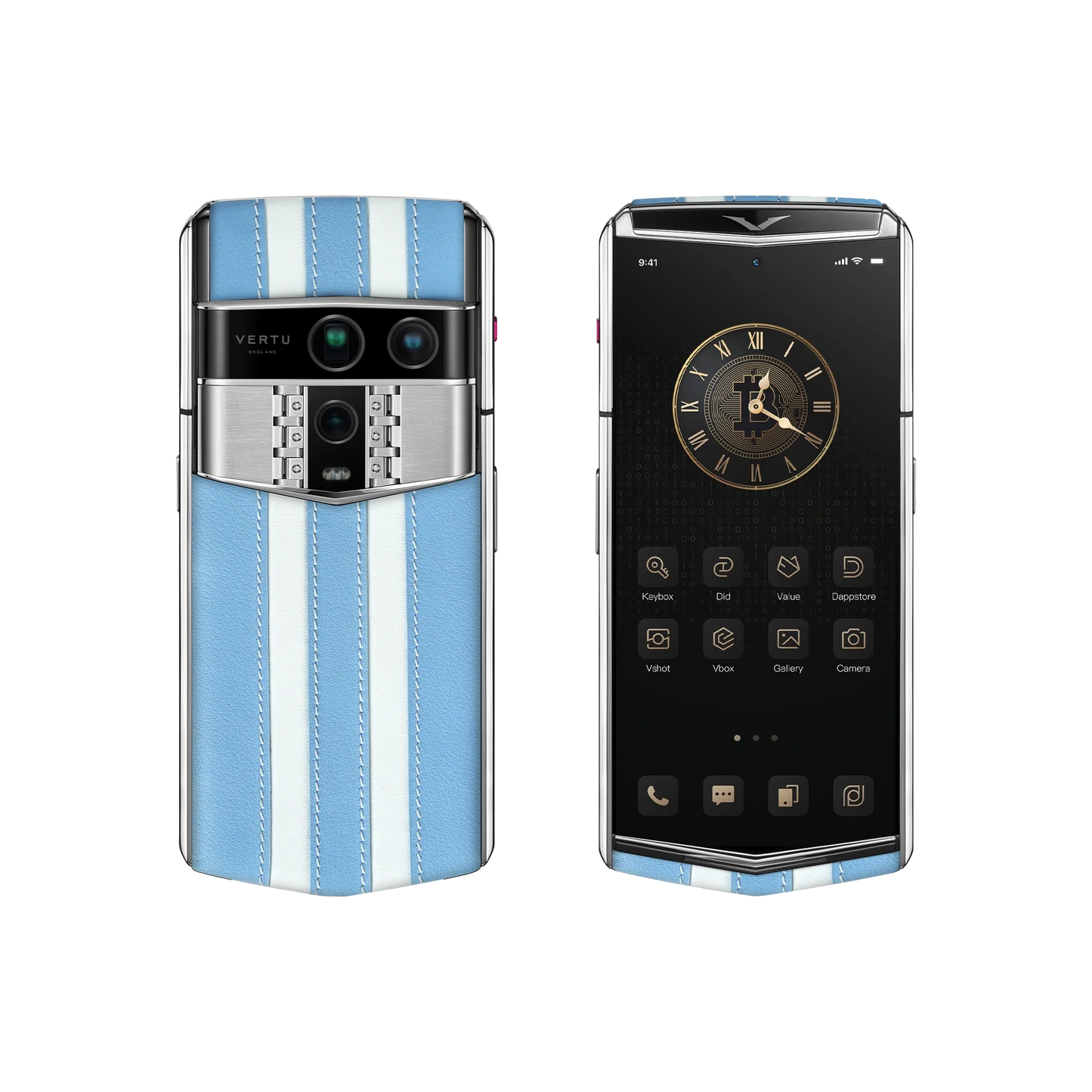 VERTU AGENT Q PHONE WORLD CUP 2026 FRANCE CALFSKIN, rear panel and screen with calf leather case