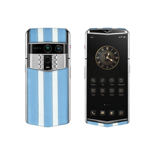 VERTU AGENT Q PHONE WORLD CUP 2026 ARGENTINA CALFSKIN, calf leather case, back and front view