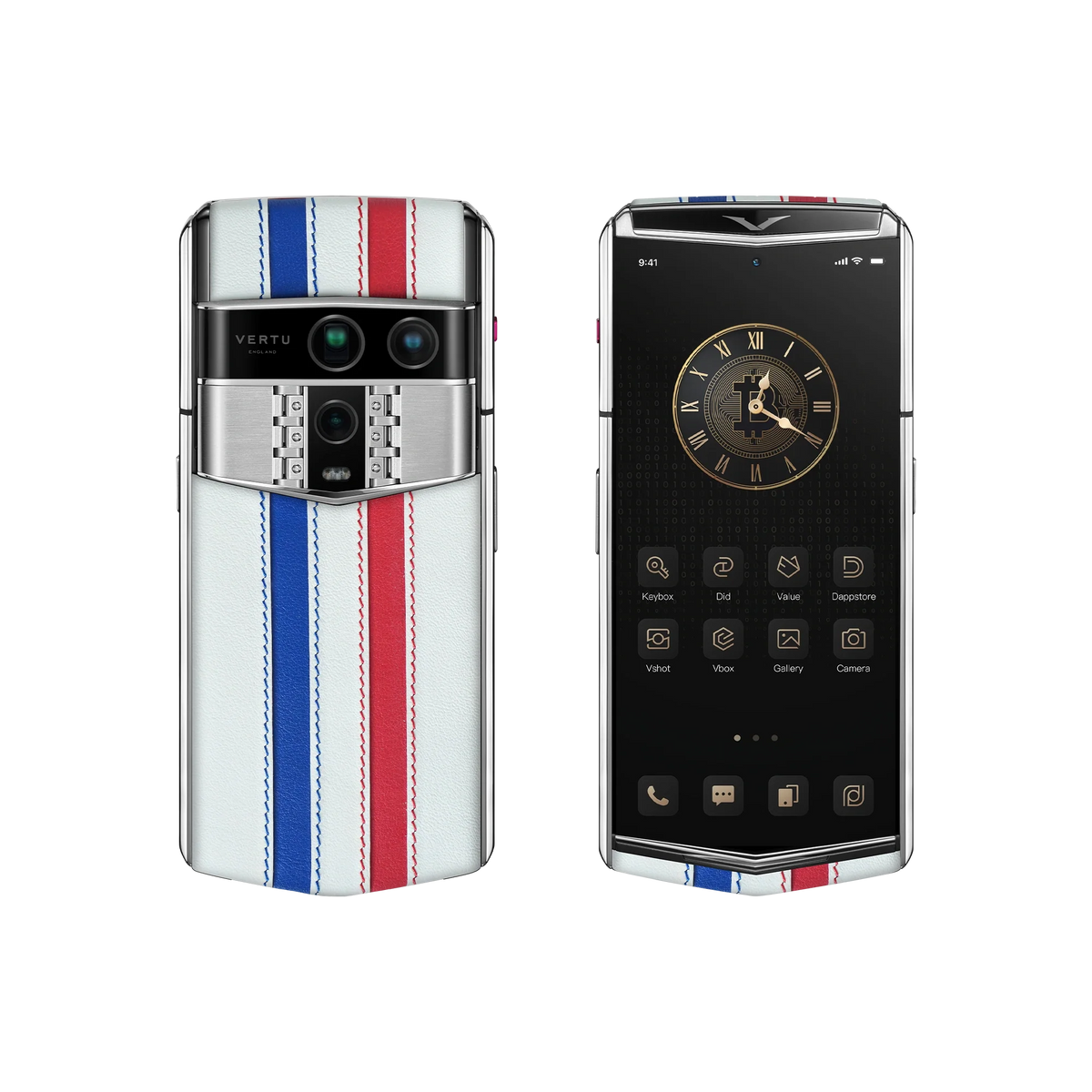 VERTU AGENT Q PHONE WORLD CUP 2026 ARGENTINA CALFSKIN, calf leather case, back and front view
