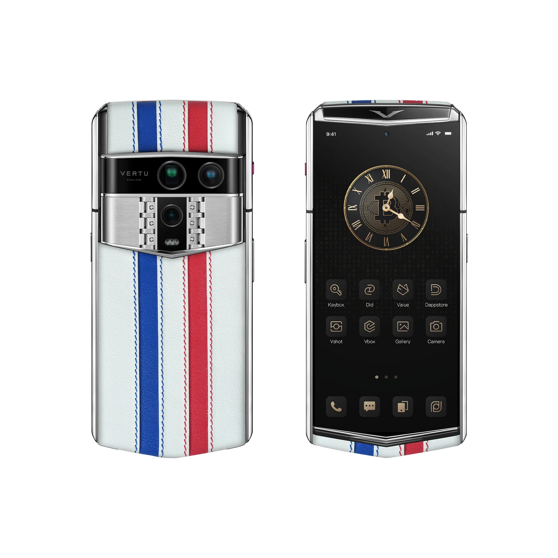 VERTU AGENT Q PHONE WORLD CUP 2026 ARGENTINA CALFSKIN, calf leather case, back and front view