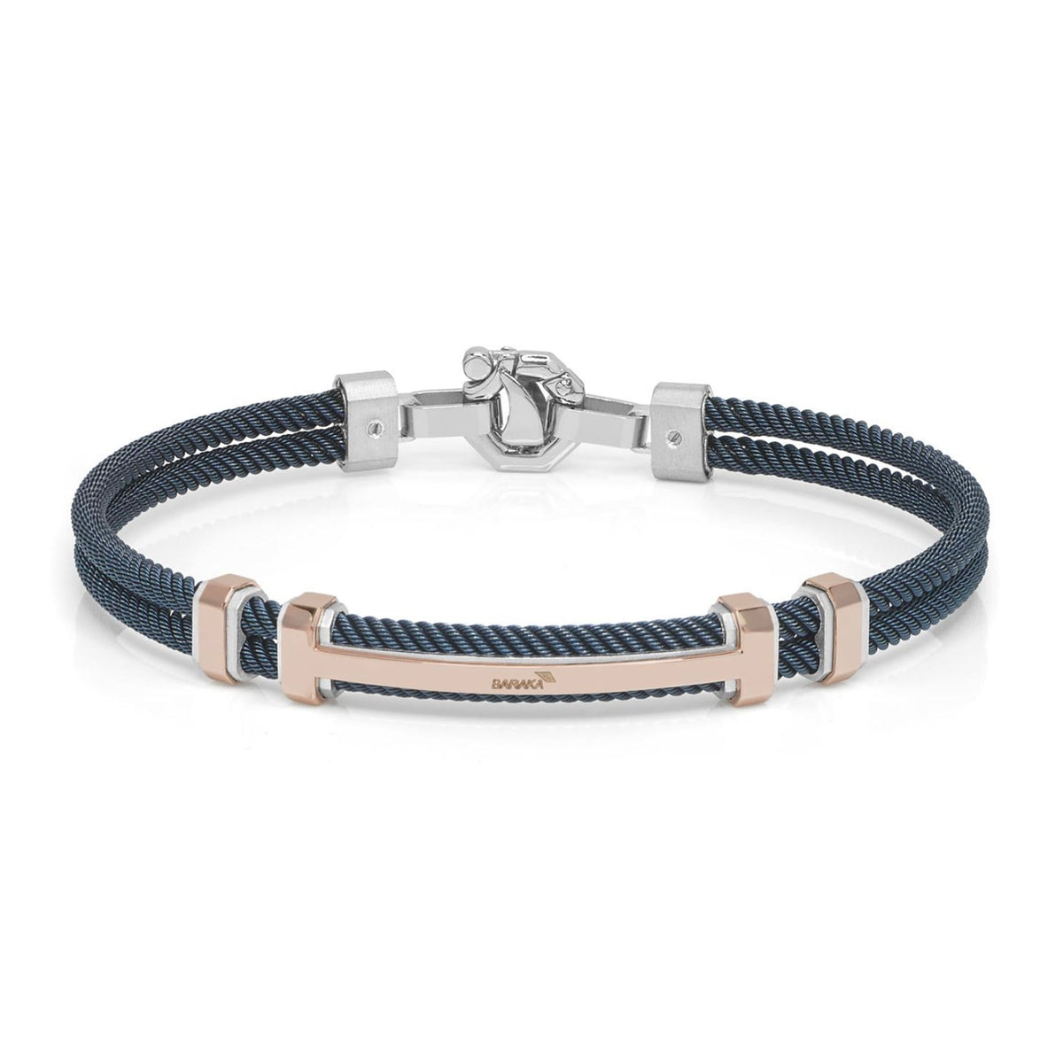 Baraka 316L Bracelet BR282001ROLU-02, a men's bracelet in rose gold and silver set with diamonds
