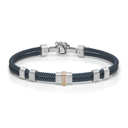 Baraka 316L Bracelet BR282021RODB-06, a men's bracelet in rose gold and silver set with diamonds