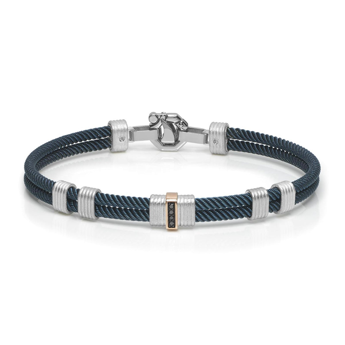 Baraka 316L Bracelet BR282021RODN-06, a men's bracelet in rose gold and silver set with diamonds