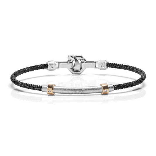 Baraka 316L Bracelet BR283091RODB-04, a men's bracelet in rose gold and silver set with white diamonds