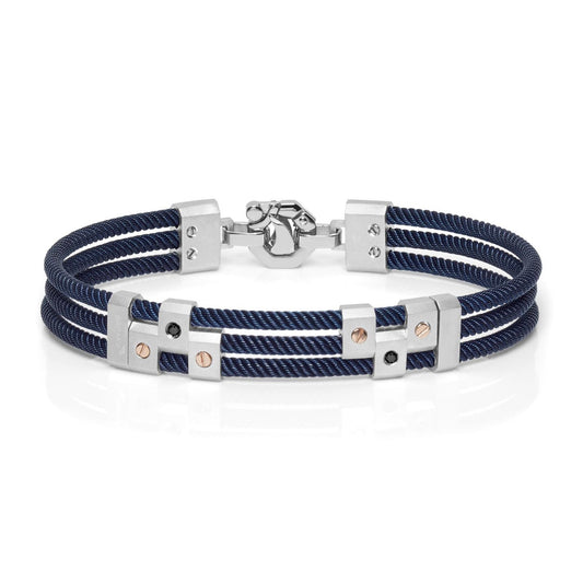 Baraka 316L Bracelet BR292301RODN-10, a men's bracelet in rose gold and silver set with diamonds