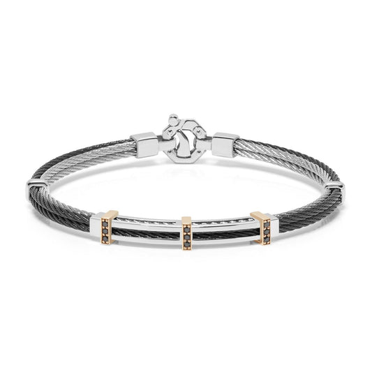 Baraka 316L Bracelet BR312511RODN-16, a men's bracelet in rose gold and stainless steel set with diamonds