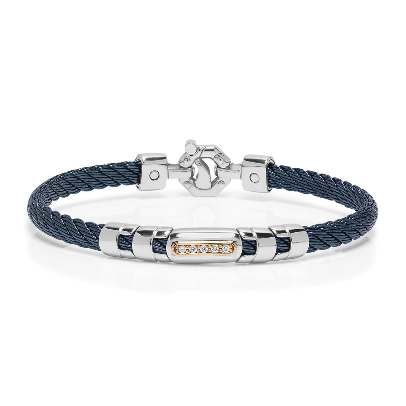Baraka 316L Bracelet BR332001RODB-10, a men's bracelet in rose gold and stainless steel set with diamonds