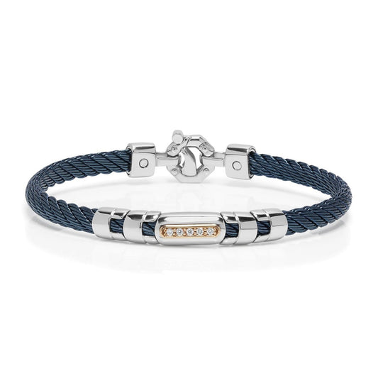 Baraka 316L Bracelet BR332001RODB-10, a men's bracelet in rose gold and stainless steel set with diamonds