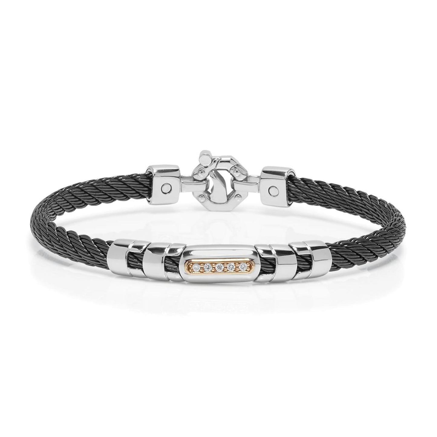Baraka 316L Bracelet BR332011RODB-10, a men's bracelet in rose gold and stainless steel set with diamonds