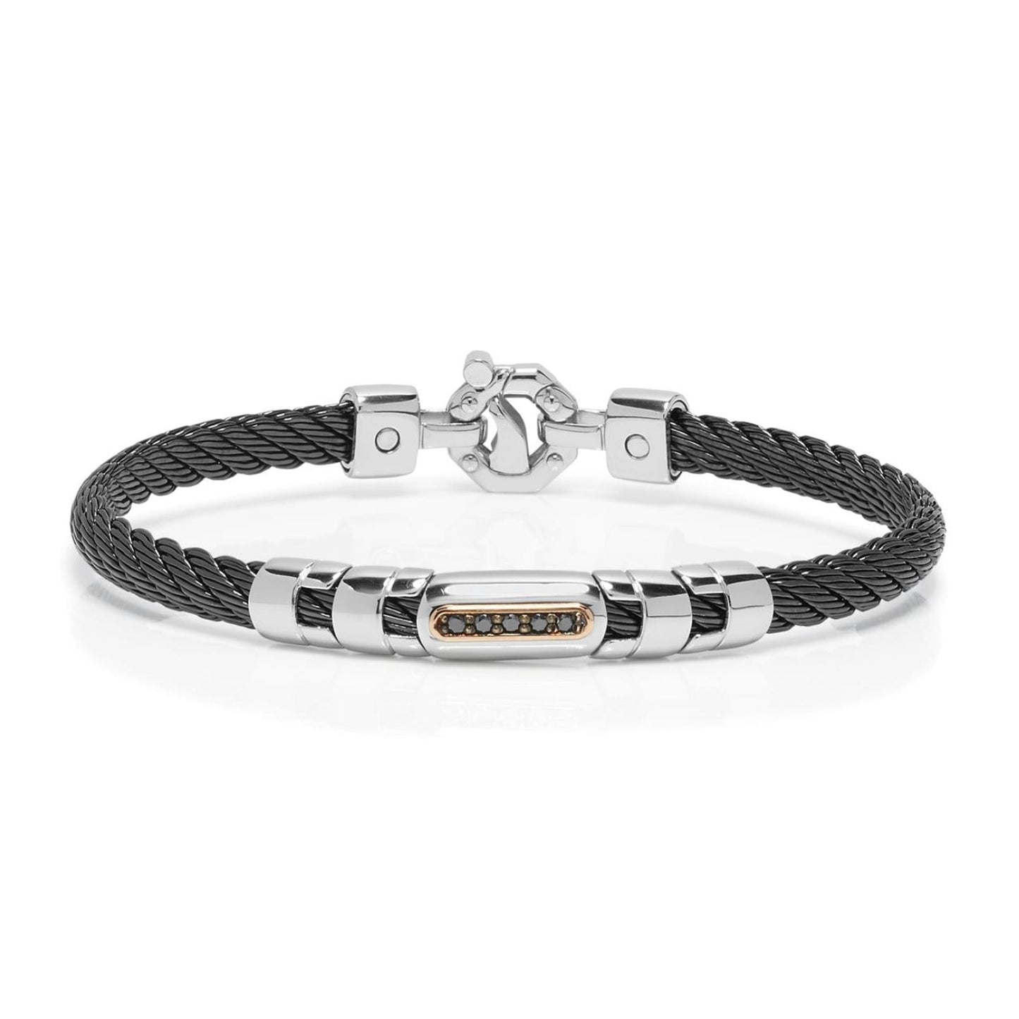 Baraka 316L Bracelet BR332011RODN-10, a men's bracelet in rose gold and stainless steel set with diamonds